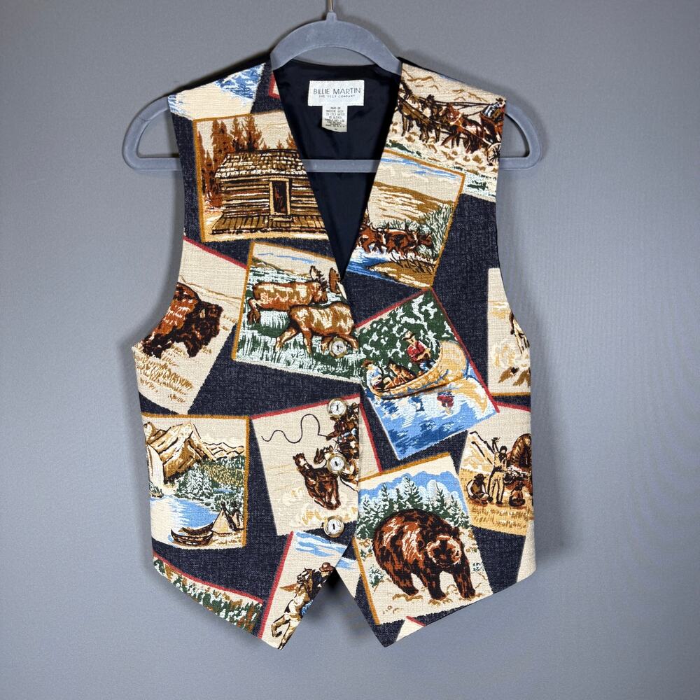 Vtg Billy Martin western vest - womens Yellowstone cowboy Jackson Hole size S
